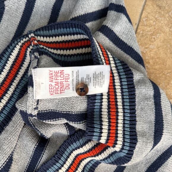 Hatley Boys Sweater Size 7 Striped Pullover Cotton Knit Blue Fall Winter Warm - Picture 6 of 7